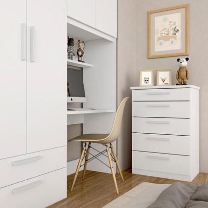 Imagem de Conjunto Modulado Infantil Joy Com Escrivaninha E Cômoda Branco - M.a