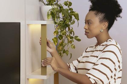 Imagem de Conjunto Modular 238cm para TV com Rack + Painel + 1 Módulo Lateral São Paulo Linea Brasil - Tauari/Off White Fosco