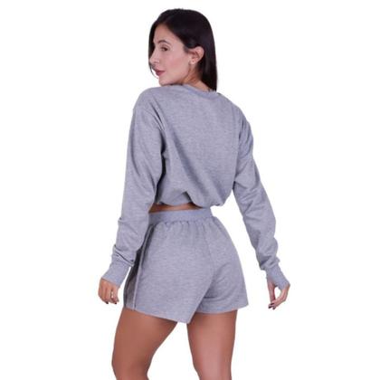 Imagem de Conjunto Moletinho Blusa com Manga Longa com Regulagem e Short Louise e Maya- c15 LOUISE