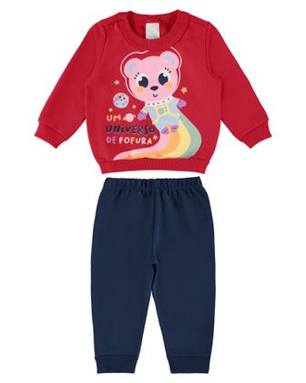 Imagem de Conjunto Moletom Bebê Menina Infantil Flanelado Inverno cpunho Quentinho Click Malwee