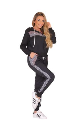 Imagem de Conjunto moletom calça e blusa de capuz com detalhes xadrez