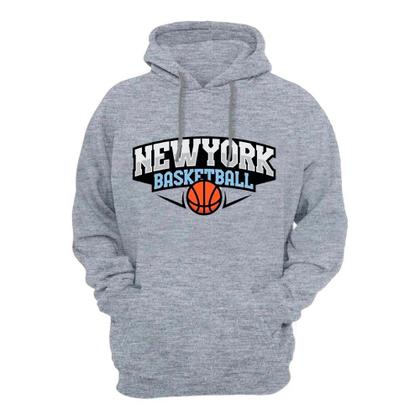 Imagem de Conjunto Moletom Canguru Com Capuz Estampa New York Basketball Calça Flanelada Cordao Ajustavel