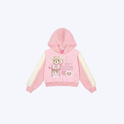 Imagem de Conjunto Moletom Com Capuz E Calça Jogger Ursinho Infantil Menina Mundo Cinti 12367 Rosa
