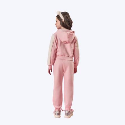 Imagem de Conjunto Moletom Com Capuz E Calça Jogger Ursinho Infantil Menina Mundo Cinti 12367 Rosa