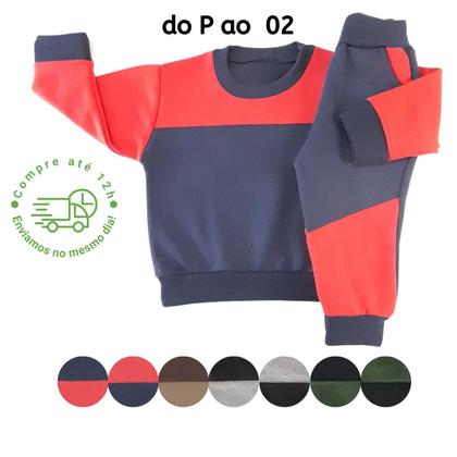 Imagem de Conjunto Moletom de Frio Infantil Grosso Menino Bebe Unissex