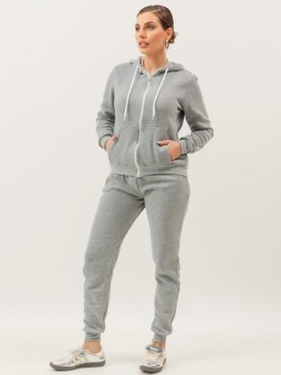 Imagem de Conjunto Moletom Feminino Roupas De Frio Feminina Blusa Canguru Zíper C/ Capuz Calça Moda Inverno