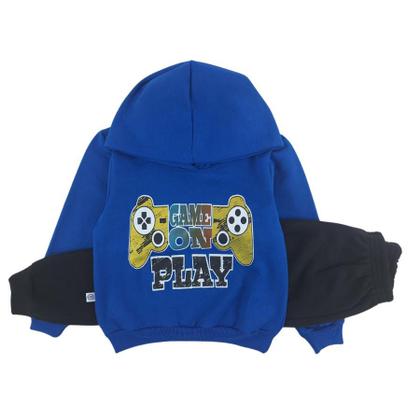 Imagem de Conjunto Moletom Flanelado Infantil Menino Blusa Com Capuz