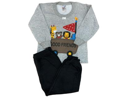 Imagem de Conjunto Moletom Flanelado Infantil Tam 01 02 03 Animais