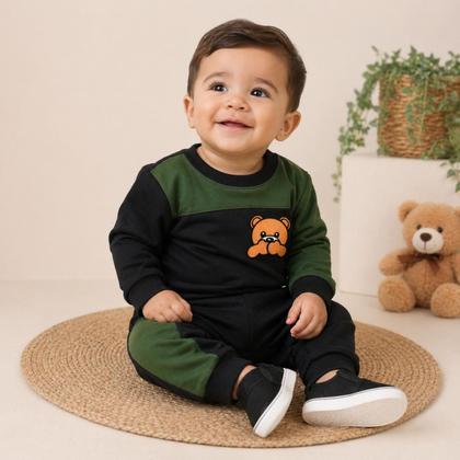 Imagem de Conjunto Moletom Infantil Bebê Peluciado Flanelado Roupa Inverno Abrigo Unissex Menino Kit 2 peças