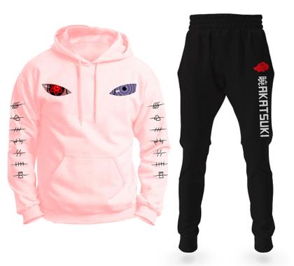 Imagem de Conjunto Moletom Infantil e Adulto Sharingan Naruto Anime com Capuz Blusa + Calça - Rosa