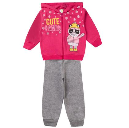 Conjunto Moletom Infantil Feminino Blusa e Calça Flanelado, c
