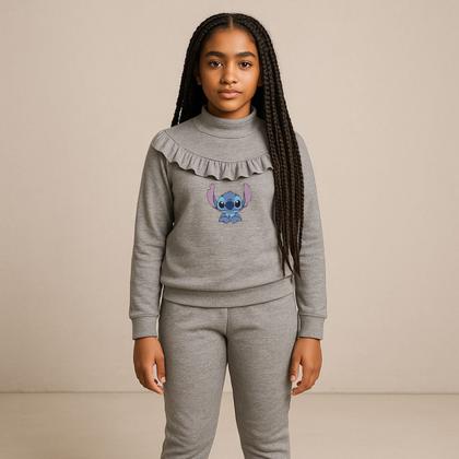 Conjunto Moletom Menina Mandizy - Blusa Letras E Calça Flare Outono/Inverno