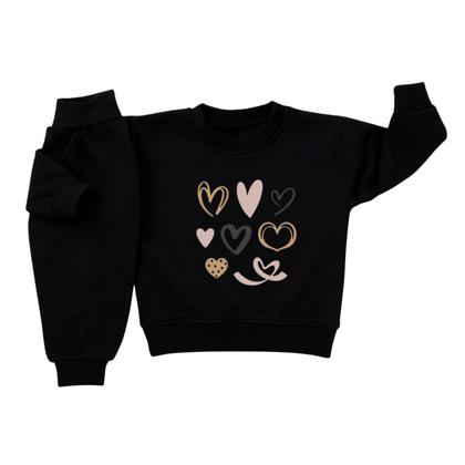 Imagem de Conjunto Moletom Infantil Menina Bebê Peluciado Flanelado Roupa Inverno Abrigo Capuz Kit 2 peças