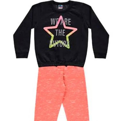 Conjunto Moletom Infantil Menina EstrelaNeom Preto - KIKO E KIKA Imagem de Conjunto Moletom Infantil Menina EstrelaNeom Preto