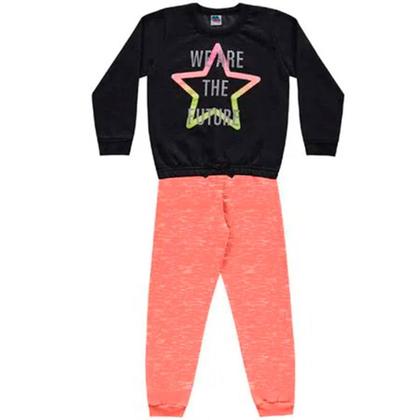 Conjunto Moletom Infantil Menina EstrelaNeom Preto - KIKO E KIKA Imagem de Conjunto Moletom Infantil Menina EstrelaNeom Preto