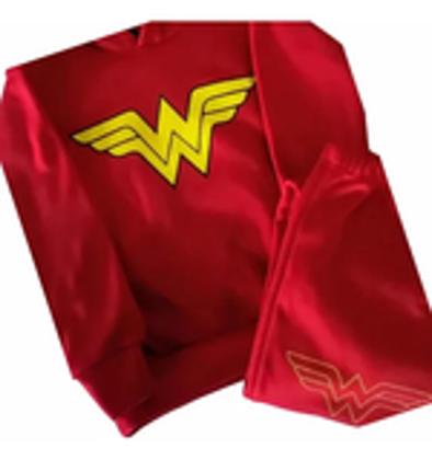 Imagem de Conjunto Moletom Mulher Maravilha Vermelho 2 a 9 anos