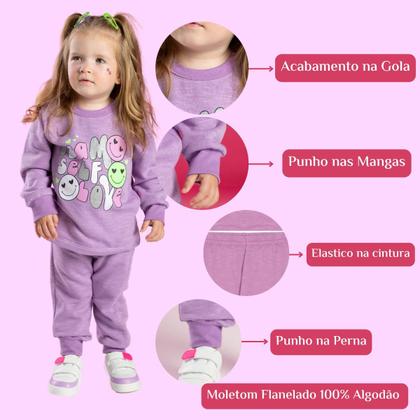 Imagem de Conjunto Moletom Sem Ziper Menino e Menina Infantil Com punhos nas Mangas Flanelado e Quentinho Tamanhos 01 ao 03