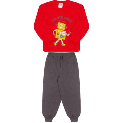 Imagem de Conjunto Moletom Sem Ziper Menino e Menina Infantil Com punhos nas Mangas Flanelado e Quentinho Tamanhos 01 ao 03