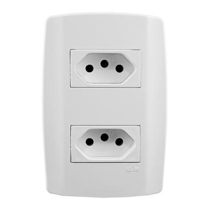 Imagem de Conjunto Monobloco Espelho 4x2 com 2 Tomadas Separadas 20A 250V~ Linha Slim Branca Ilumi Ref.: 80121