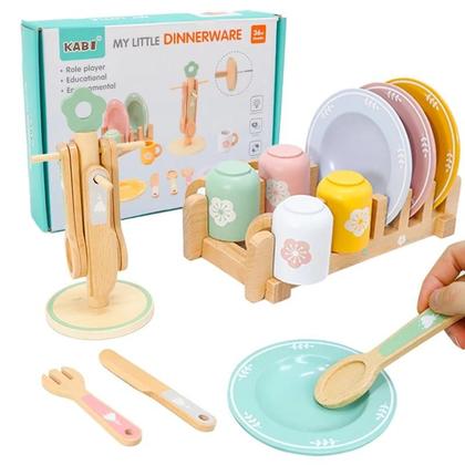 Imagem de Conjunto Montessori de Cozinha de Madeira para Crianças a partir de 3 Anos