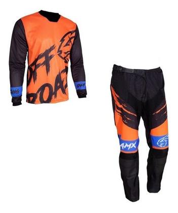 Imagem de Conjunto Motocross Amx Prime Laranja/preto/azul