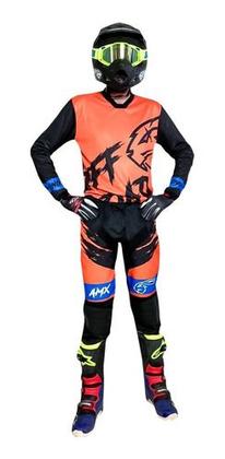 Imagem de Conjunto Motocross Amx Prime Laranja/preto/azul