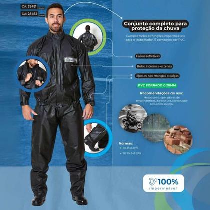 Imagem de Conjunto Motoqueiro Capa de Chuva Blusão e Calça MOTO RACE EVALD