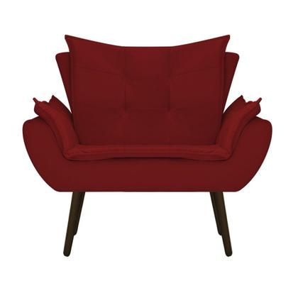 Imagem de Conjunto Namoradeira e 02 Poltronas Fenzzi Palito Tabaco Suede Vermelho - DAMAFFÊ MÓVEIS
