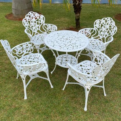 Imagem de Conjunto Nova Hera com Mesa Redonda e 4 Cadeiras Alumínio Fundido