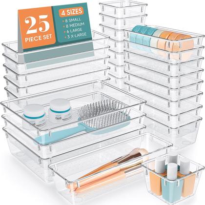 Imagem de Conjunto organizador de gavetas WOWBOX Clear Plastic, 25 unidades, 4 tamanhos