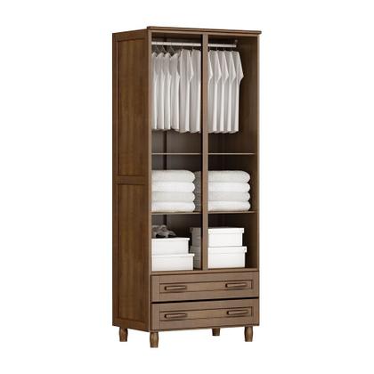 Imagem de Conjunto p/ Quarto Imbuia Guarda-Roupa Multiuso Flex 2 Portas 2 Gavetas Cômoda 6 Gavetas Madeira Maciça Pinus - Cavazotto