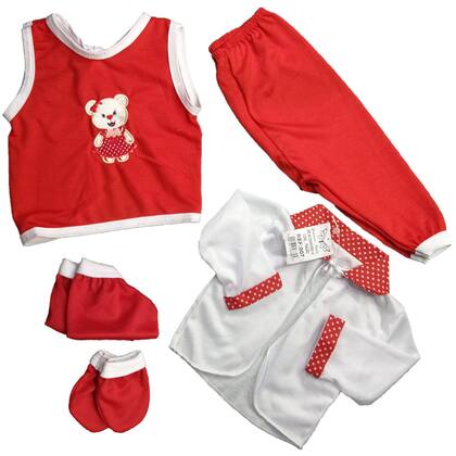 Imagem de Conjunto Pagão Bebe Bordado Com 05 Peças Recém Nascido  Menino Menina RN a 01 mês