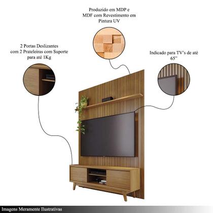 Imagem de Conjunto Painel com Bancada Cesar 2 Portas Deslizantes 2 Prateleiras MDP até 65 Cumaru G97 - Gran Belo
