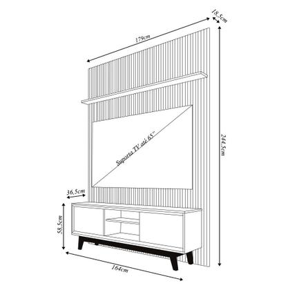 Imagem de Conjunto Painel com Bancada Cesar 2 Portas Deslizantes 2 Prateleiras MDP até 65 Cumaru G97 - Gran Belo