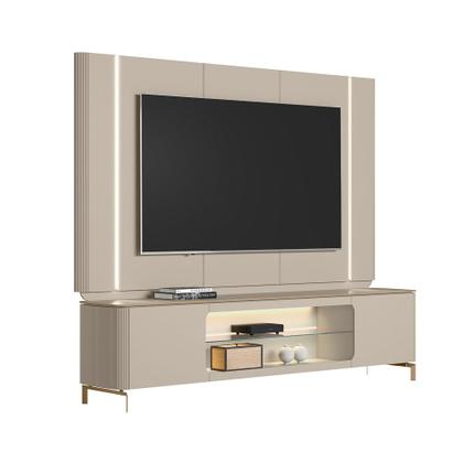 Imagem de Conjunto Painel com Rack Bancada Switch MDP/MDF TV até 85 Polegadas LED Off White G77 - Gran Belo