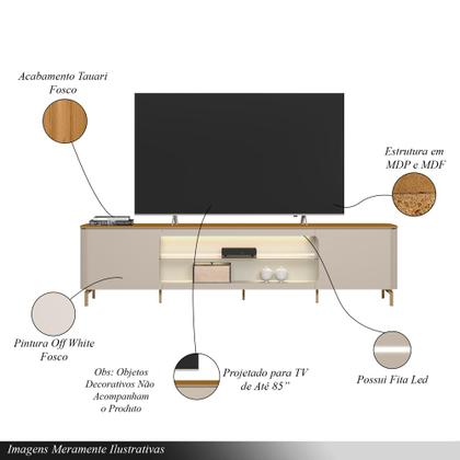 Imagem de Conjunto Painel com Rack Bancada Switch MDP/MDF TV até 85 Polegadas Tauari/Off White G77 - Gran Belo
