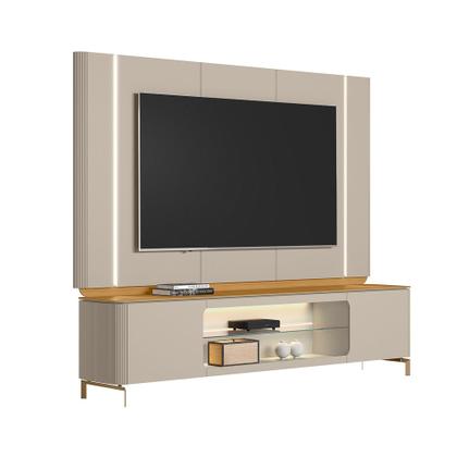 Imagem de Conjunto Painel com Rack Bancada Switch MDP/MDF TV até 85 Polegadas Tauari/Off White G77 - Gran Belo