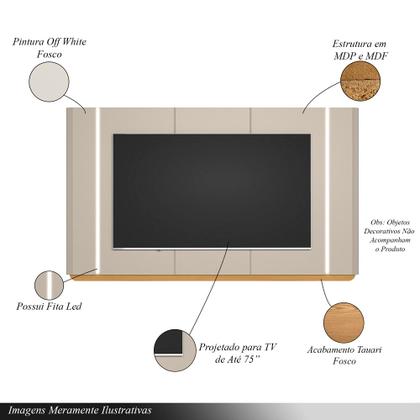 Imagem de Conjunto Painel com Rack Bancada Switch MDP/MDF TV até 85 Polegadas Tauari/Off White G77 - Gran Belo