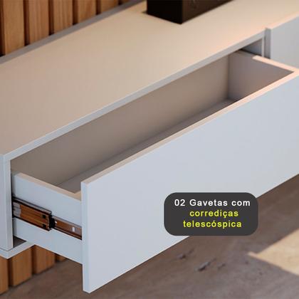 Conjunto Painel Ripado e Prateleira Sala Top Freijo/Off White Matte - Alpoim Imagem de Conjunto Painel Ripado e Prateleira Sala Top Freijo/Off White Matte