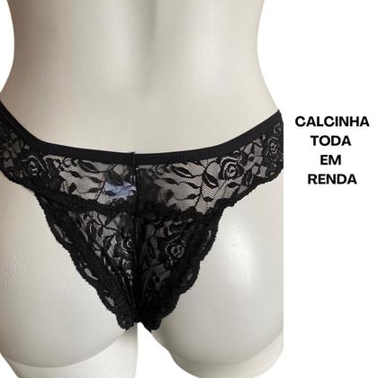 Imagem de Conjunto Pamela Sutiã Top Sem Bojo Sem Aro Calcinha Fio Rendado