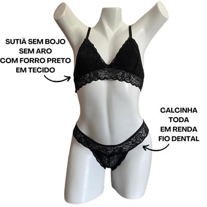 Imagem de Conjunto Pamela Sutiã Top Sem Bojo Sem Aro Calcinha Fio Rendado