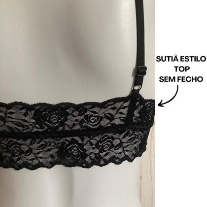 Imagem de Conjunto Pamela Sutiã Top Sem Bojo Sem Aro Calcinha Fio Rendado