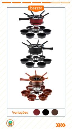 Imagem de Conjunto Panela Fondue Aparelho Giratório 16 pc Aspen Completo Kit Fundi Carrossel c/ Rechaud Receitas Doce