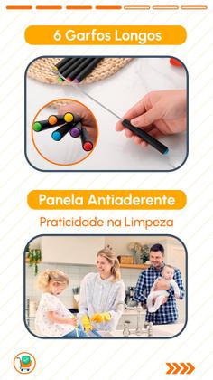 Imagem de Conjunto Panela Fondue Aparelho Giratório 16 pc Aspen Completo Kit Fundi Carrossel c/ Rechaud Receitas Doce