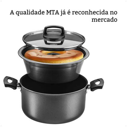 Imagem de Conjunto Panela para Pudim 3 em 1 Antiaderente Superflon Forma Pudim Alças Antitérmico Capacidade para 3,2L MTA - 8968
