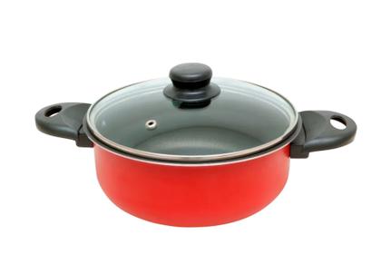 Imagem de Conjunto Panelas 13 Peças Antiaderente Teflon Tampa Vidro - Vermelho