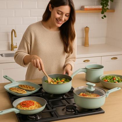 Imagem de Conjunto Panelas 7 Peças Sartin Cook Cor Aquamint Mimo Style