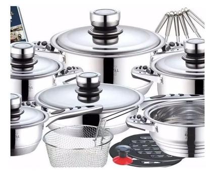 Imagem de Conjunto Panelas Aço Inox Cirúrgico 19 peças - Design Alemão