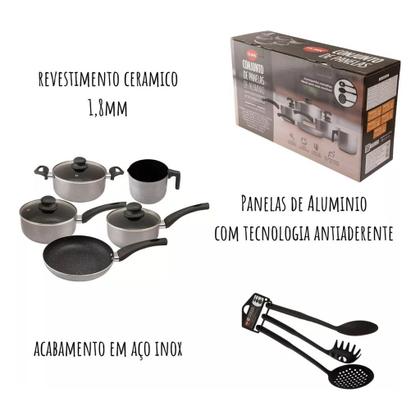 Imagem de Conjunto Panelas Alumínio Revestimento Antiaderente 7pçs