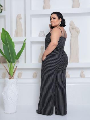 Imagem de Conjunto Pantalona e blusa assimetrica Elegante Feminino Tecido Luis Thiw Plus Size 46 ao 50